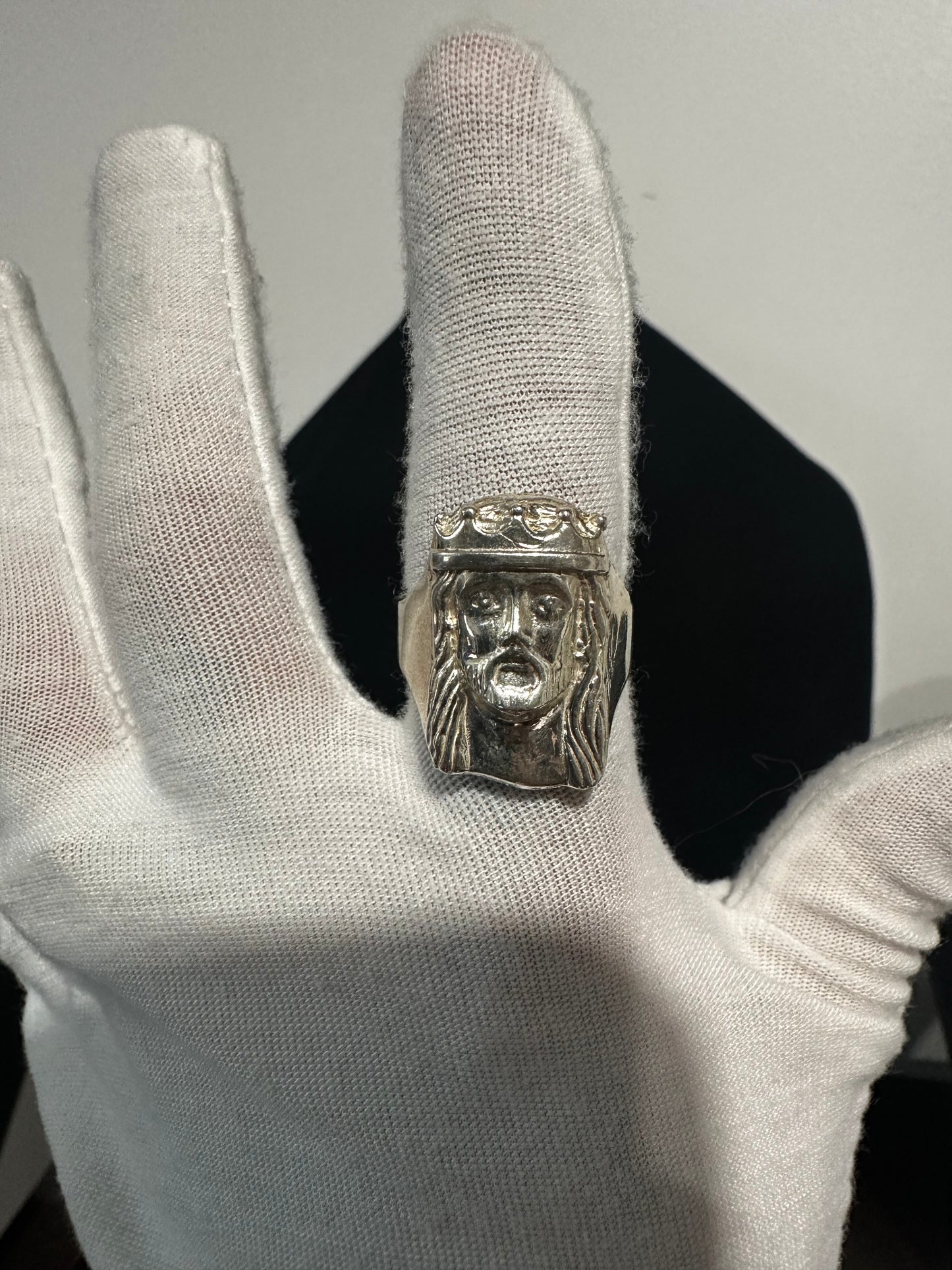 Silver Jesus Ring Size 10.25
