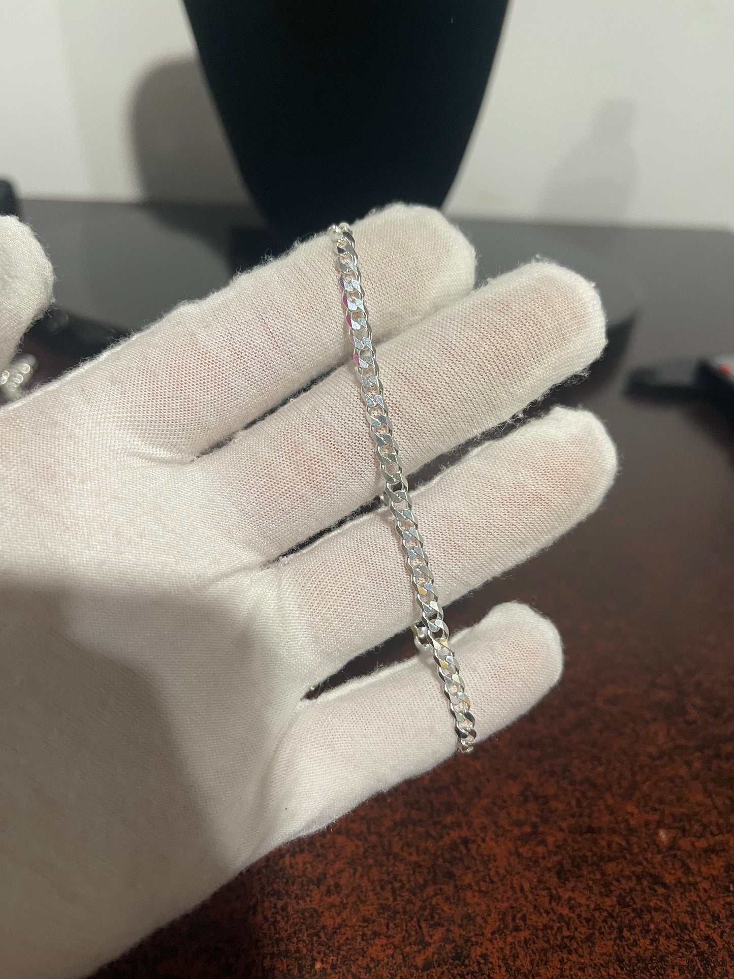 Silver Curb/Cuban Bracelet 8”