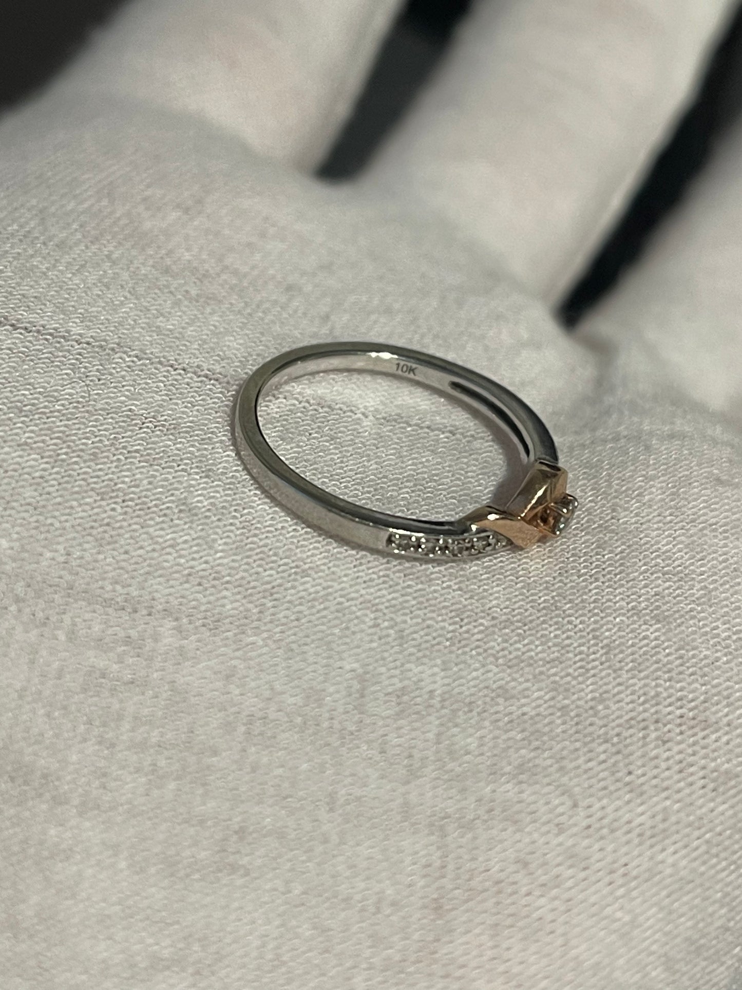 10K White/Rose Gold Diamond Ring