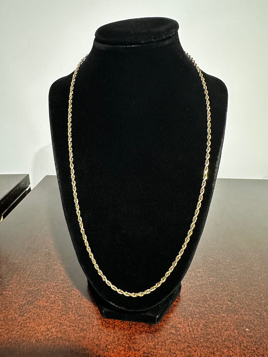 10K Solid Rope Chain 22.5”
