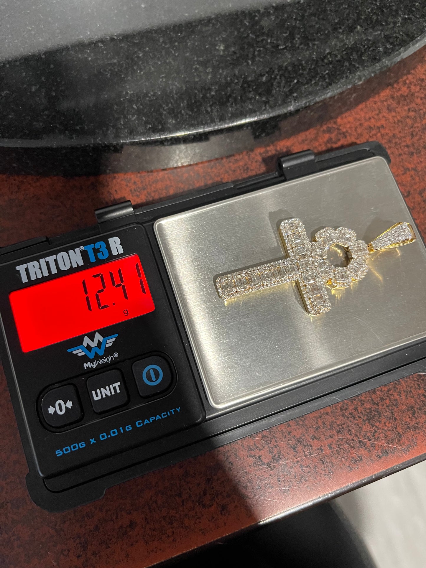 10K 4.75CT Natural Diamond Ankh Pendant