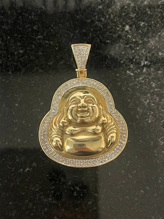 10K Natural Diamond Buddha Pendant