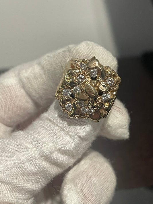 10K Natural Diamond Nugget Ring