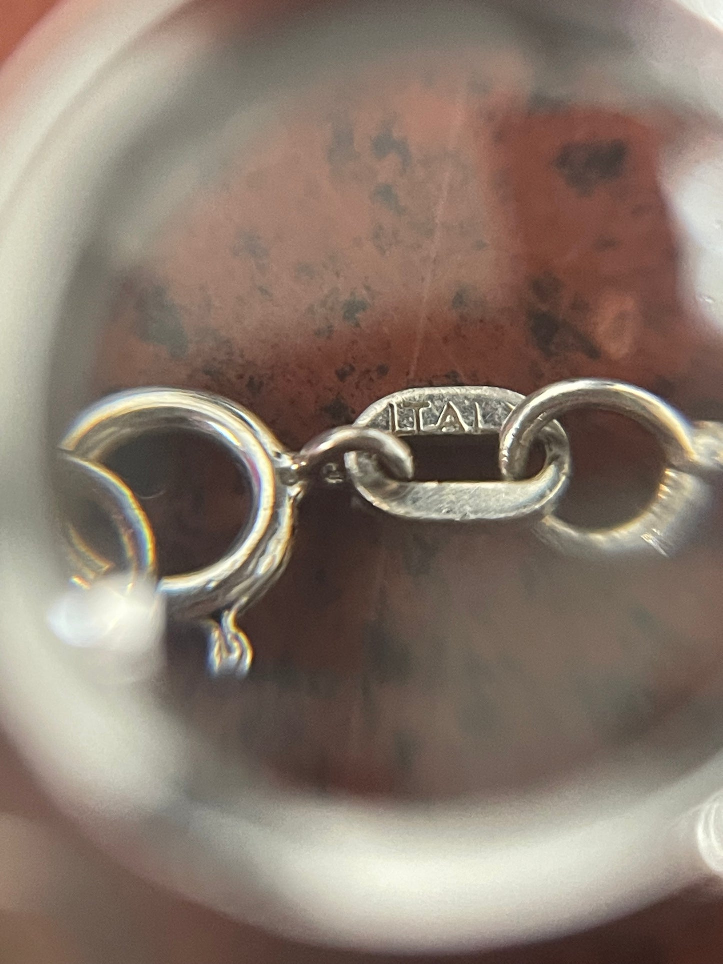 10K White Gold Amber Heart Pendant & Chain 19”
