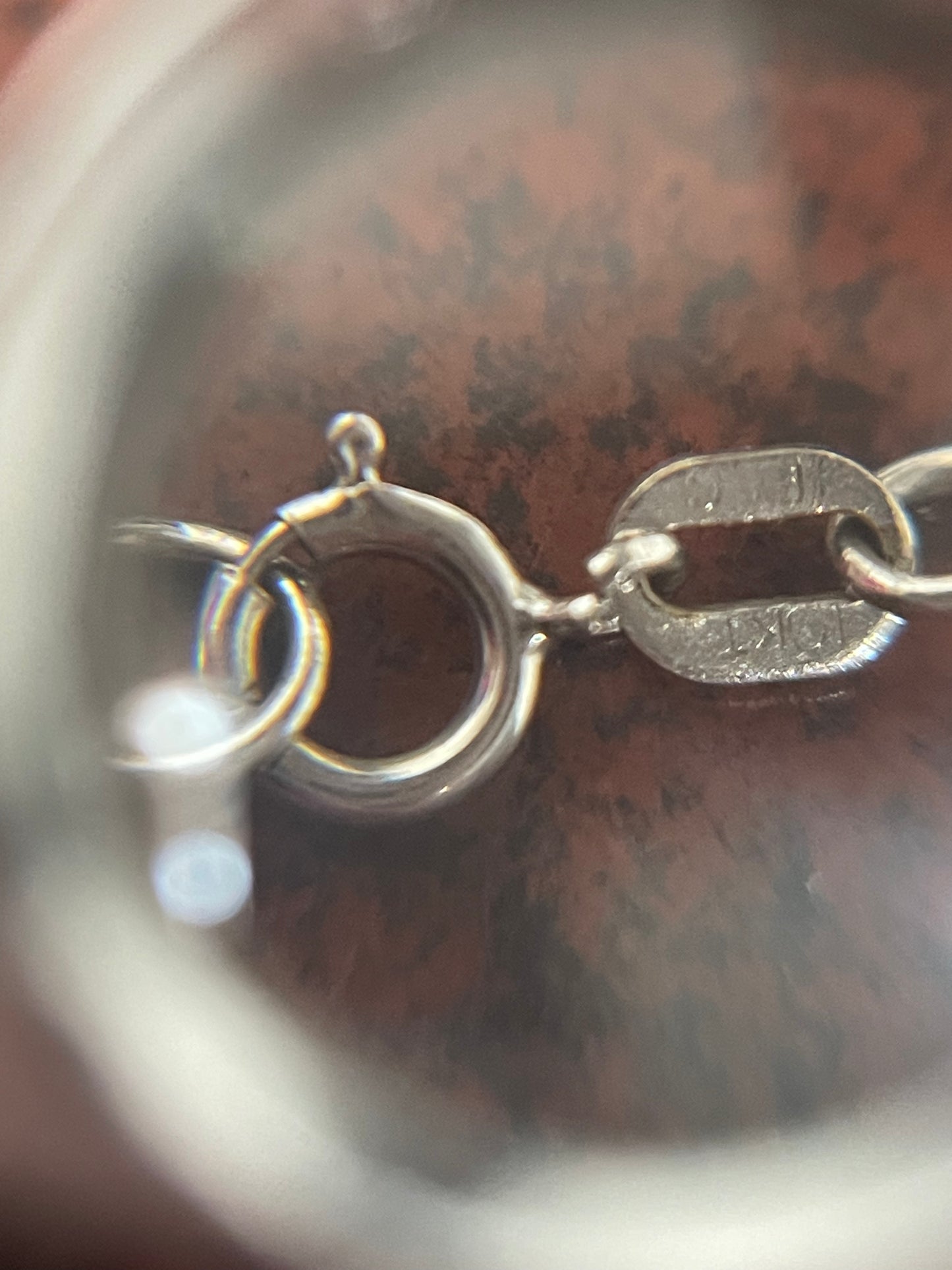 10K White Gold Amber Heart Pendant & Chain 19”